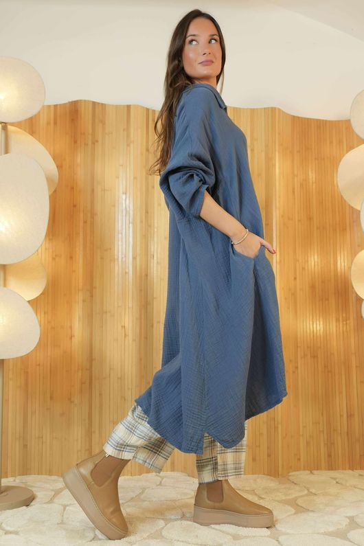 Paulo Pillow Cotton Sailor Dress Denim